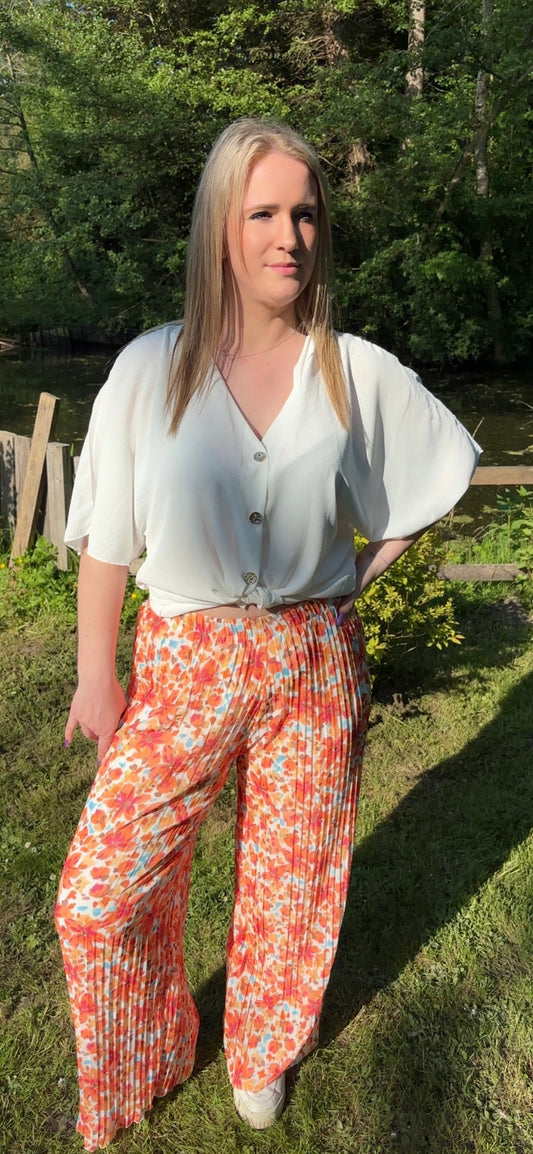 Pantalon imprimé Vicky orange ( précommande)