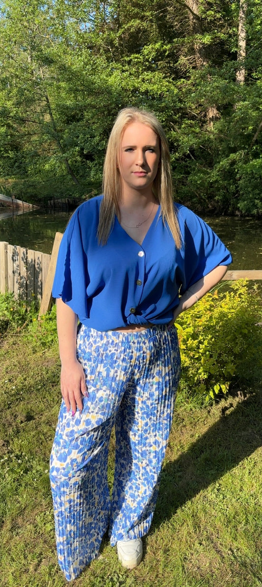 Pantalon imprimé Vicky bleu ( précommande)